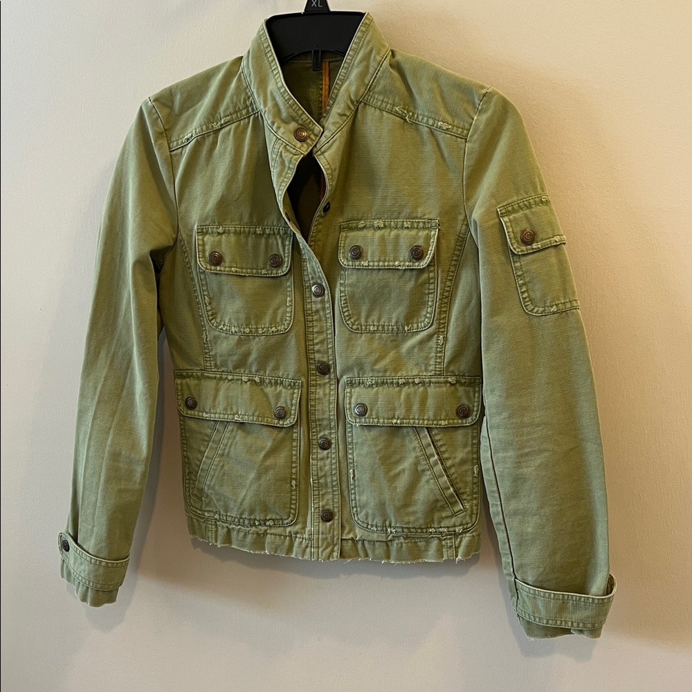 J. Crew Olive Green Jean Jacket 100% Cotton Size XS